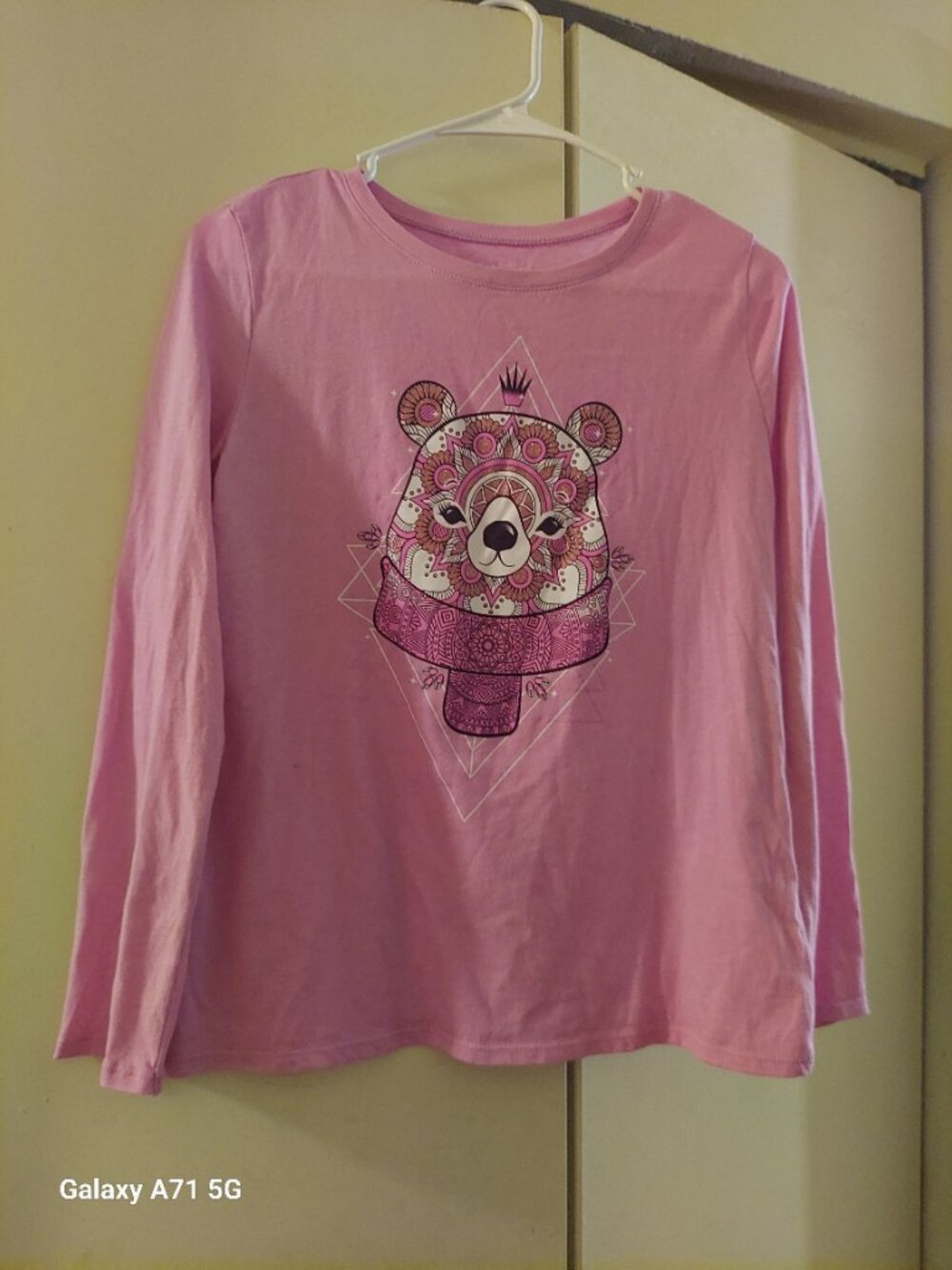 KIDS Pink Long Sleeve Graphic  T-shirt